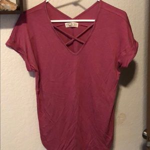 Pink Rose Criss Cross Tee Size S